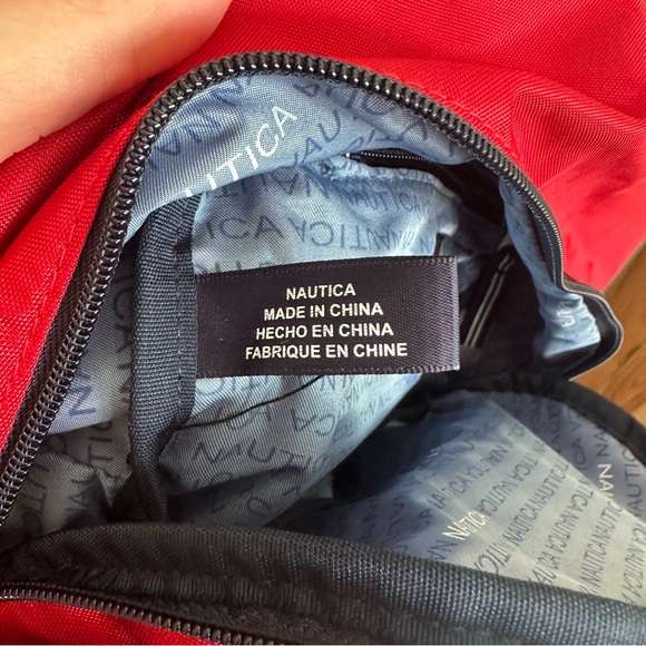Nautica Bold Red and Black Nylon Mini Backpack - Picture 5 of 9